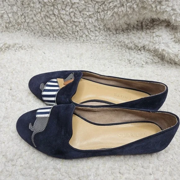 Talbots Dachshund Navy Blue Suede Leather Loafers sz 8 - Picture 5 of 7